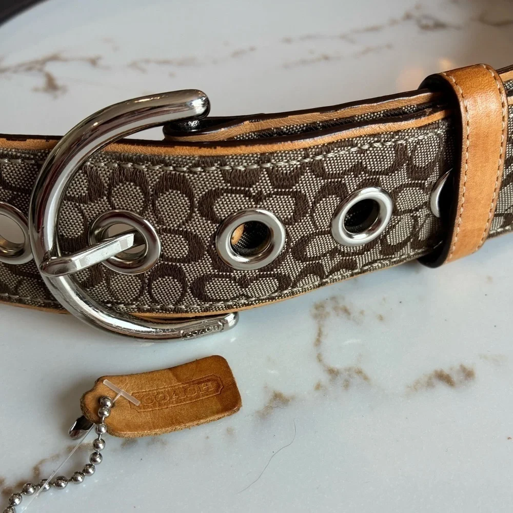 Coach vintage logo print brown belt size S
